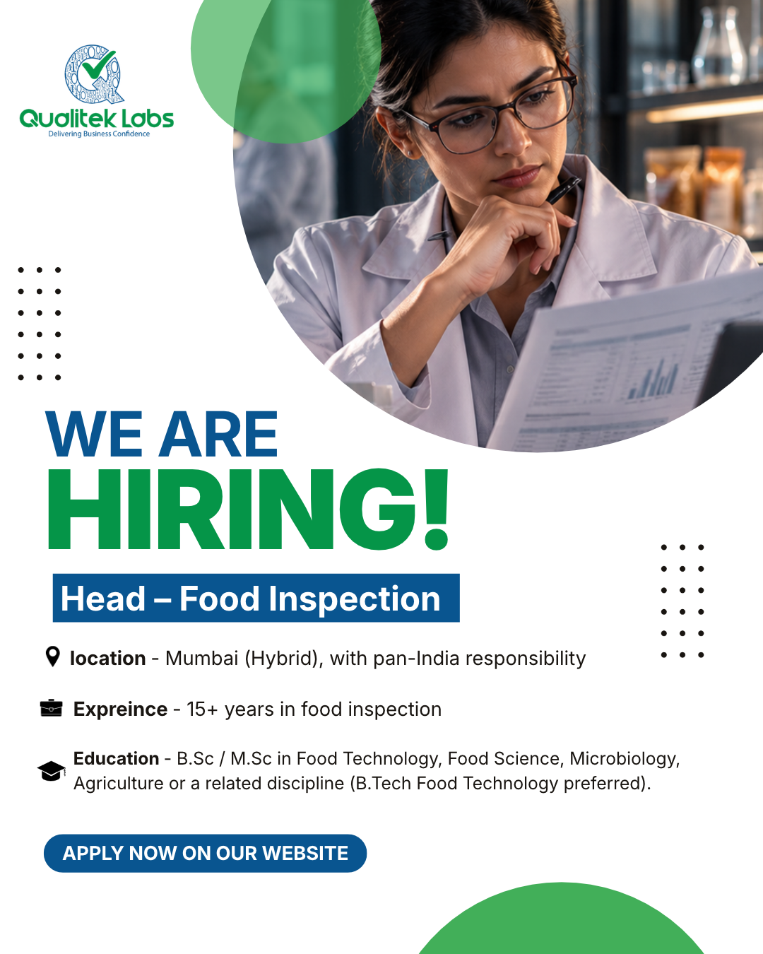 We Are Hiring - Head - Food Inspections